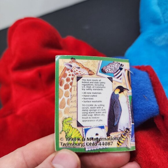 K&M International Poison Dart Frog Plush Hand Puppet Toys 1998 Red & Blue SET - Picture 8 of 10
